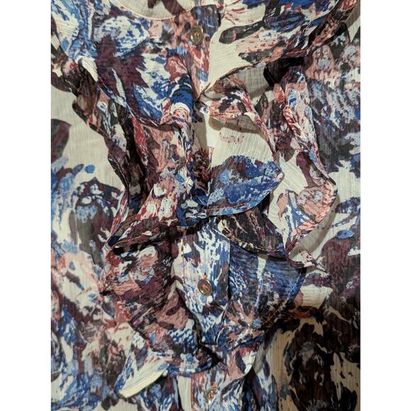 Tahari ASL Sheer Lightweight Ruffled Top Sleeveless Floral Blouse Plus Size 2X - Picture 9 of 11